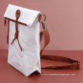 Foldable Paper Document Bag Slim White Kraft Sling Bag Office